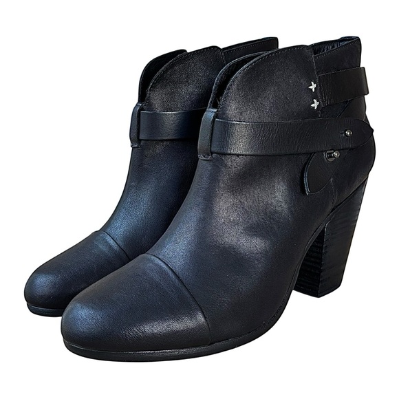 RAG & BONE “Harrow” Black Leather Booties - Picture 2 of 16
